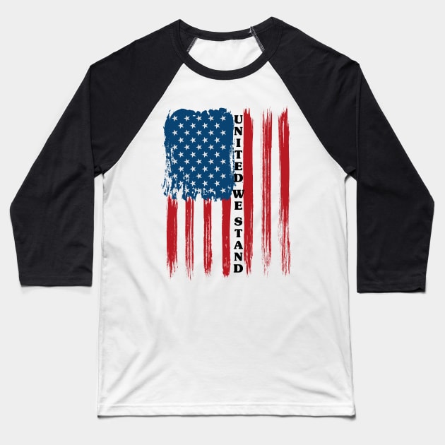 United We Stand Baseball T-Shirt by LMW Art